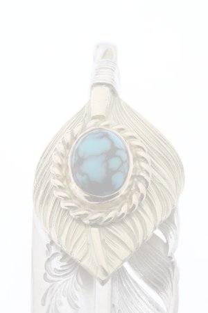 画像4:  {SOLD} Taro Washimi タロウ ワシミ 鷲見太郎 turquoise × K18 cup(6×8) L K18 flight heart feather 01 × L arabesque flight feather 01 {-BJS}  :WT-PENDANT-54-F 