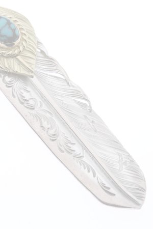 画像5:  {SOLD} Taro Washimi タロウ ワシミ 鷲見太郎 turquoise × K18 cup(6×8) L K18 flight heart feather 01 × L arabesque flight feather 01 {-BJS}  :WT-PENDANT-54-F 