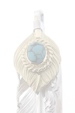 画像4:  {SOLD} Taro Washimi タロウ ワシミ 鷲見太郎 turquoise × K18 cup(6×8) L K18 flight heart feather 02 × L arabesque flight feather 02 {-BJS}  :WT-PENDANT-55-F 