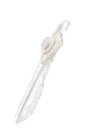 画像3:  {SOLD} Taro Washimi タロウ ワシミ 鷲見太郎 opal × K18 cup(6×8) L K18 flight heart feather 01 × L arabesque flight feather 01 {-BJS}  :WT-PENDANT-56-F 