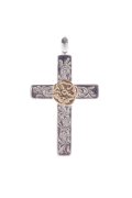 Taro Washimi タロウ ワシミ 鷲見太郎 mini arabesque cross pendant / S K18 flower metal{-BCS}