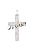 {SOLD}Taro Washimi タロウ ワシミ 鷲見太郎 mini arabesque cross pendant / S K18 flower metal{-BCS}