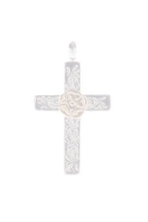 画像1:   Taro Washimi タロウ ワシミ 鷲見太郎 mini arabesque cross pendant / S K18 flower metal {-BCS}  :WT2023-02-F 
