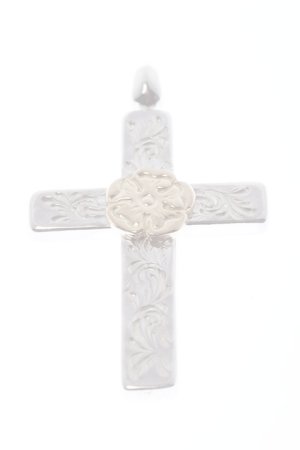 画像3:   Taro Washimi タロウ ワシミ 鷲見太郎 mini arabesque cross pendant / S K18 flower metal {-BCS}  :WT2023-02-F 