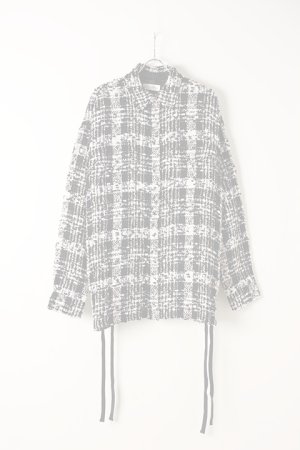 画像1:   FAITH CONNEXION フェイスコネクション LACED TWEED OVERSHIRT{X1803T00514-BLKWHT-AIA}