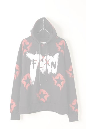 画像1:   FAITH CONNEXION フェイスコネクション BLACK COTTON PAINTED HOODIE{X3360JFCXN4-BLK-AIA}