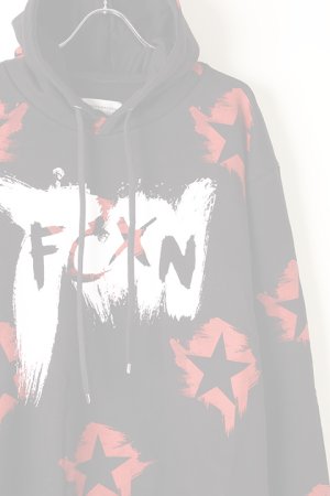 画像3:   FAITH CONNEXION フェイスコネクション BLACK COTTON PAINTED HOODIE{X3360JFCXN4-BLK-AIA}
