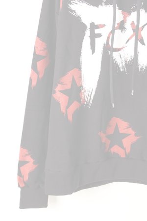 画像4:   FAITH CONNEXION フェイスコネクション BLACK COTTON PAINTED HOODIE{X3360JFCXN4-BLK-AIA}