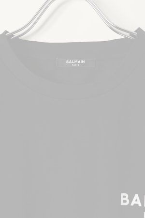 画像2:   BALMAIN バルマン BF2 CROPPED SS BALMAIN FLOCK DETAIL T-SHIRT{XF0EE005BB01-EAB-BBS}