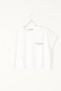   BALMAIN バルマン BF2 CROPPED SS BALMAIN FLOCK DETAIL T-SHIRT{XF0EE005BB01-GAB-BBS}