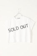 {SOLD}BALMAIN バルマン BF2 CROPPED SS BALMAIN FLOCK DETAIL T-SHIRT{XF0EE005BB01-GAB-BBS}