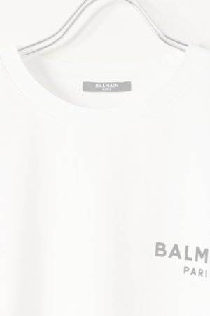 画像2:   BALMAIN バルマン BF2 CROPPED SS BALMAIN FLOCK DETAIL T-SHIRT{XF0EE005BB01-GAB-BBS}