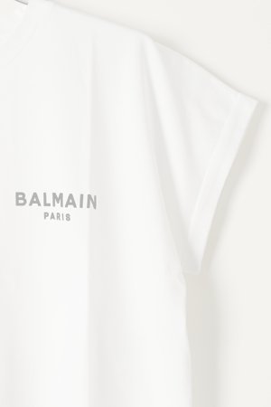 画像3:   BALMAIN バルマン BF2 CROPPED SS BALMAIN FLOCK DETAIL T-SHIRT{XF0EE005BB01-GAB-BBS}