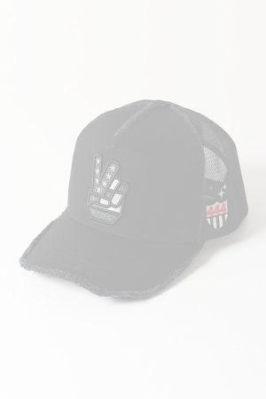 画像1:  {SOLD} YOSHINORI KOTAKE DESIGN ヨシノリコタケ メッシュキャップ YK3DE-PEACE BLK BLK BLK/SIL {-BES}  :YK-BES-06-F 