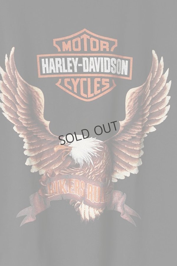 画像3: {SOLD}Vintage HARLEY DAVIDSON BIKERS RULES EAGLE DOUBLESIDE TEE{-BAA} (3)