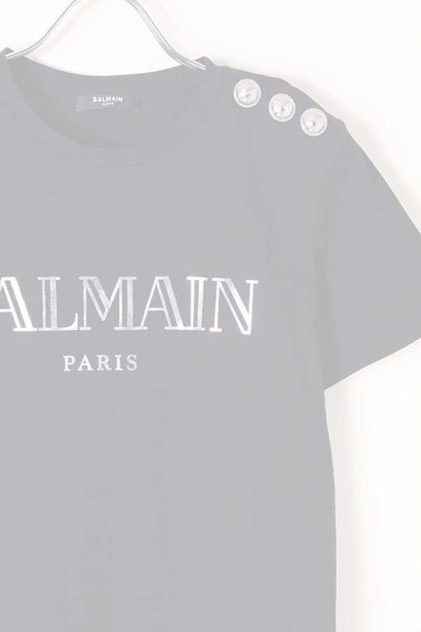 画像2:   BALMAIN バルマン BF1 T-SHIRTS SS 3 BTN METALLIC LOGO{0111350I366-EAC-BJS} (2)