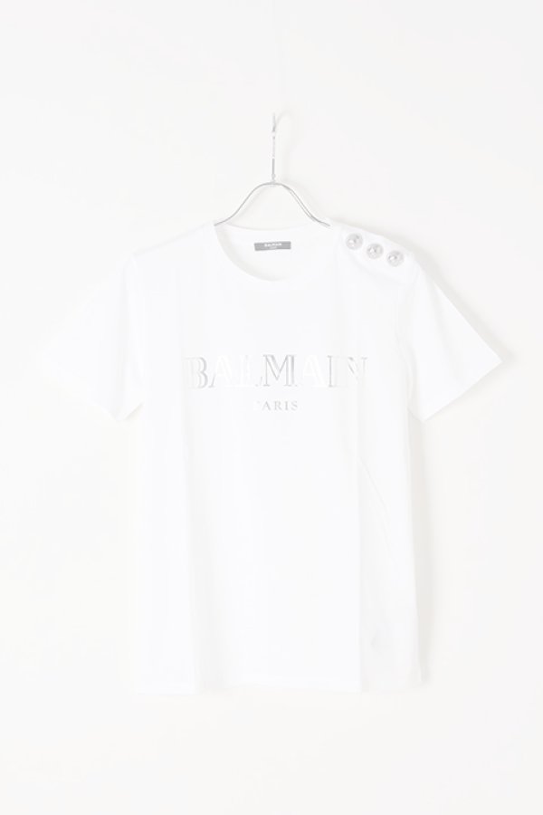 画像1:   BALMAIN バルマン BF1 T-SHIRTS SS 3 BTN METALLIC LOGO{0111350I366-GAC-BJS} (1)