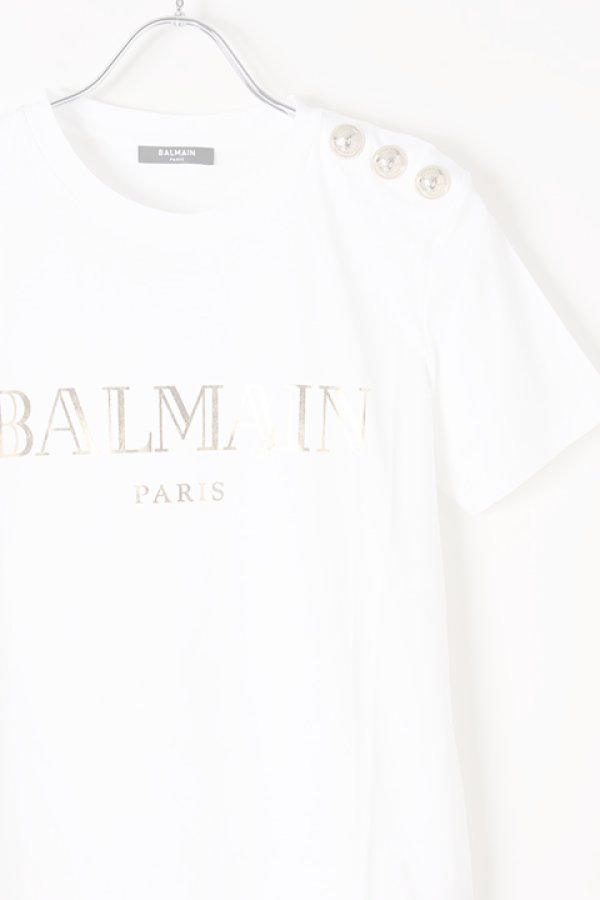 画像2:   BALMAIN バルマン BF1 T-SHIRTS SS 3 BTN METALLIC LOGO{0111350I366-GAD-BJS} (2)