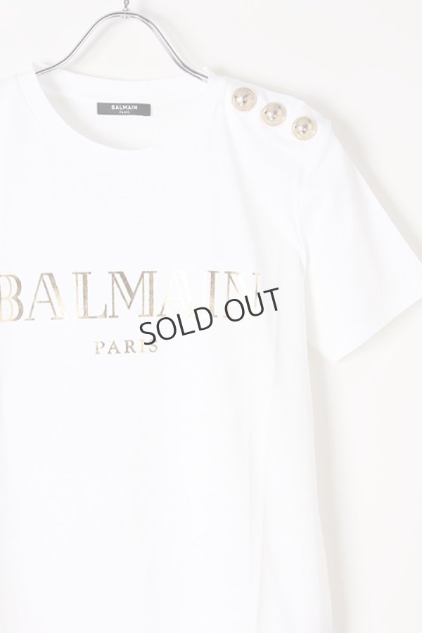 画像2: {SOLD}BALMAIN バルマン BF1 T-SHIRTS SS 3 BTN METALLIC LOGO{0111350I366-GAD-BJS} (2)
