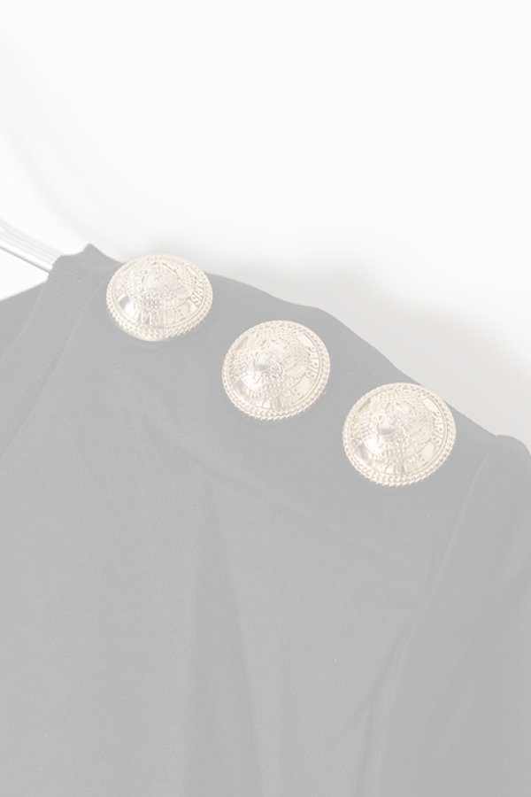 画像4:   BALMAIN バルマン BF1 T-SHIRTS SS 3 BTN FLOCKY LOGO{0111350I386-EAB-BJS} (4)