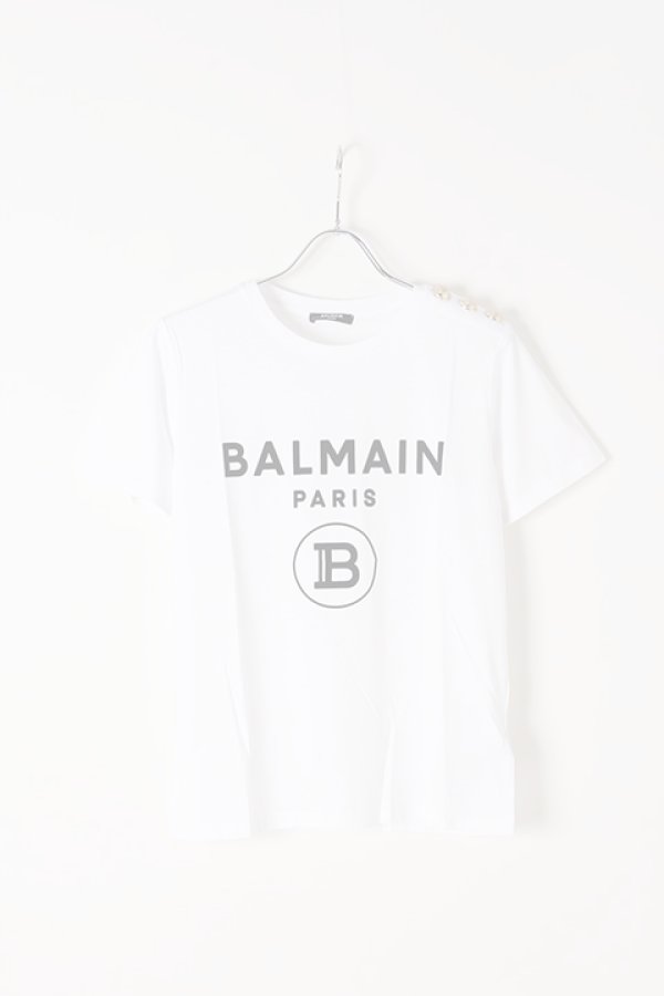 画像1:   BALMAIN バルマン BF1 T-SHIRTS SS 3 BTN FLOCKY LOGO{0111350I386-GAB-BJS} (1)