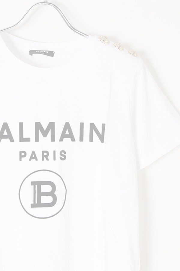 画像2:   BALMAIN バルマン BF1 T-SHIRTS SS 3 BTN FLOCKY LOGO{0111350I386-GAB-BJS} (2)