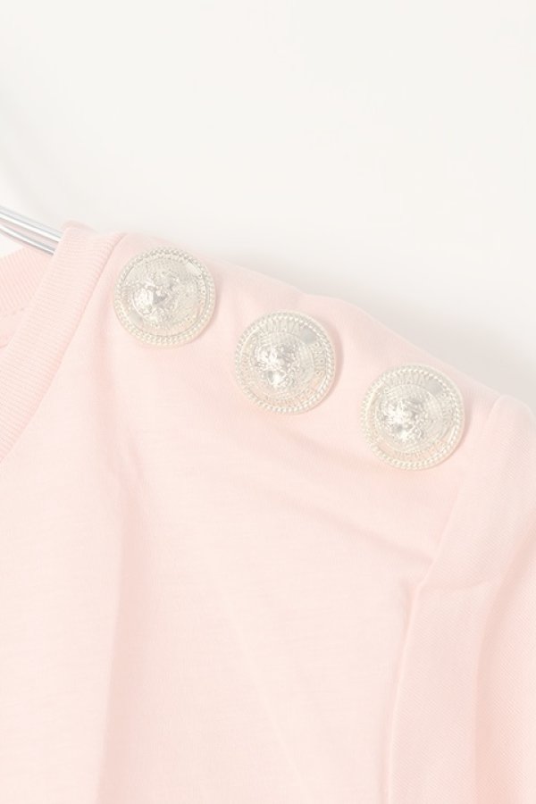 画像4:   BALMAIN バルマン BF1 T-SHIRTS SS 3 BTN FLOCKY LOGO{0111350I386-OAJ-BJS} (4)