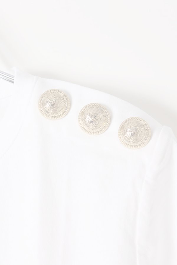 画像4:   BALMAIN バルマン BF1 T-SHIRTS SS 3 BTN EMBROIDERY LOGO{0111553P036-GBQ-BJS} (4)