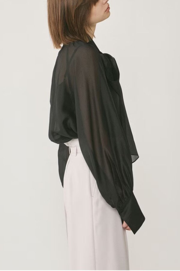 画像4: 【 40%OFF セール31,900円→19,140円】 グレースコンチネンタル|GRACE CONTINENTAL  シアーボウタイブラウス{-BES} (4)