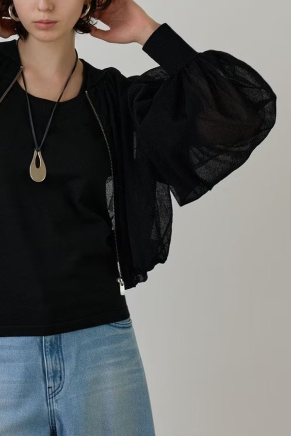 画像7: 【 40%OFF セール36,300円→21,780円】 グレースコンチネンタル｜GRACE CONTINENTAL  シアーニットバルーンジャケット{-BES} (7)