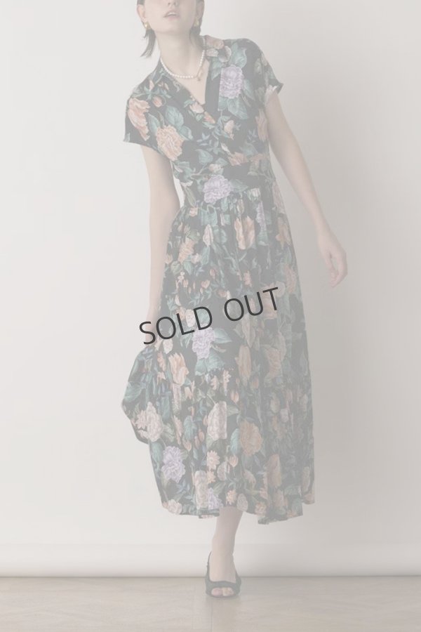 画像2: {SOLD}グレースコンチネンタル|GRACE CONTINENTAL  アンティークフラワープリントワンピース{-BES} (2)