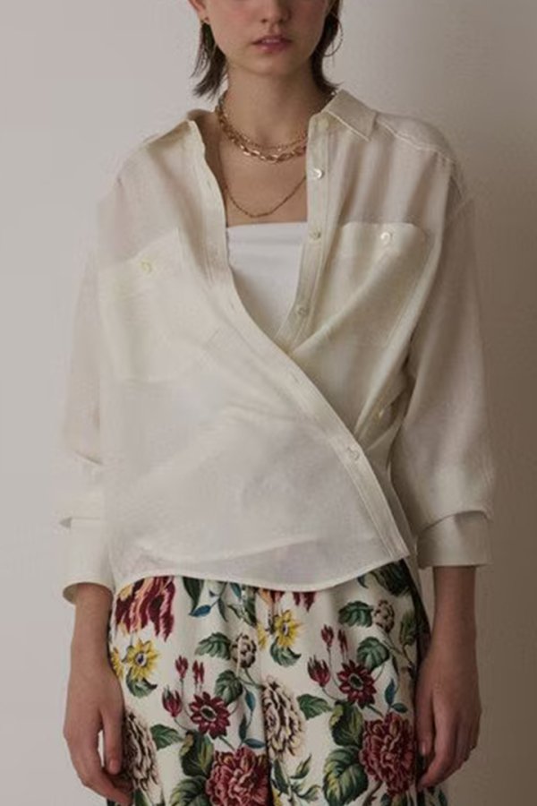 画像1: 【 10%OFF セール｜30,800円→27,720円】 グレースコンチネンタル｜GRACE CONTINENTAL  シアー2wayウエスタンシャツ{-BES} (1)