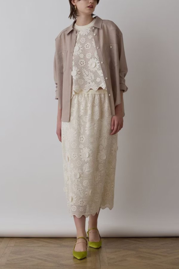 画像4: 【 40%OFF セール30,800円→18,480円】 グレースコンチネンタル|GRACE CONTINENTAL  シアー2wayウエスタンシャツ{-BES} (4)