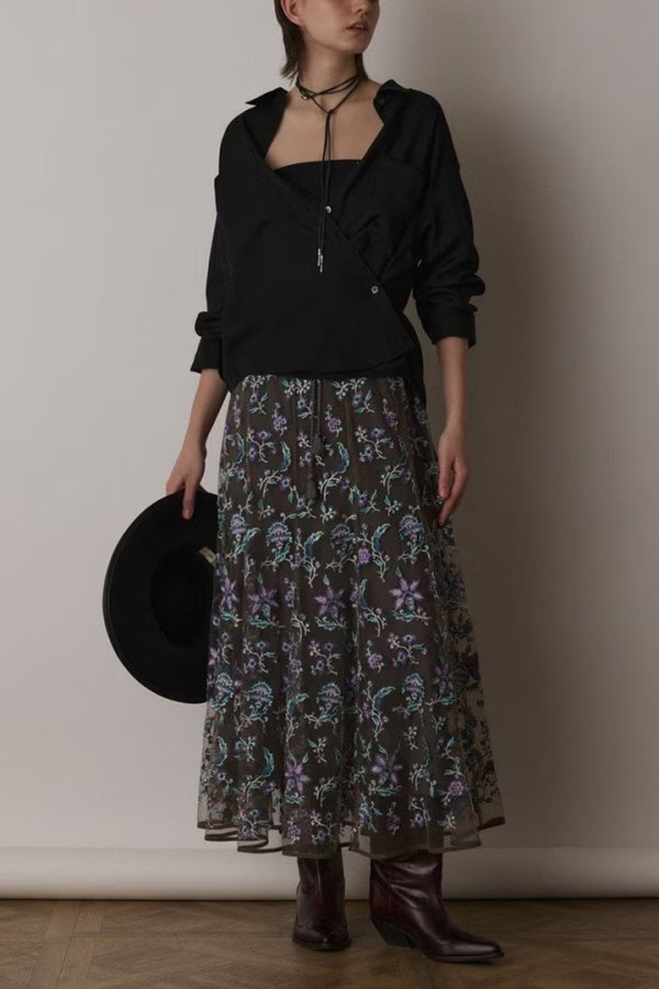 画像2: 【 40%OFF セール30,800円→18,480円】 グレースコンチネンタル|GRACE CONTINENTAL  シアー2wayウエスタンシャツ{-BES} (2)