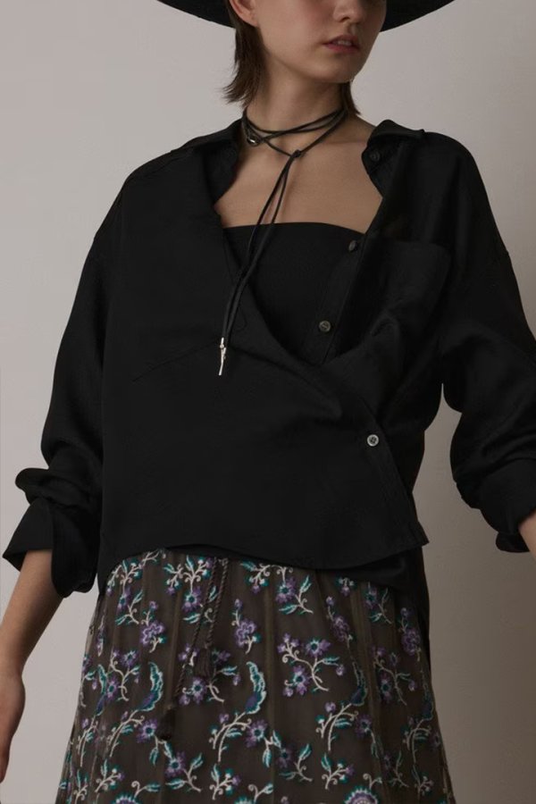 画像4: 【 40%OFF セール30,800円→18,480円】 グレースコンチネンタル|GRACE CONTINENTAL  シアー2wayウエスタンシャツ{-BES} (4)