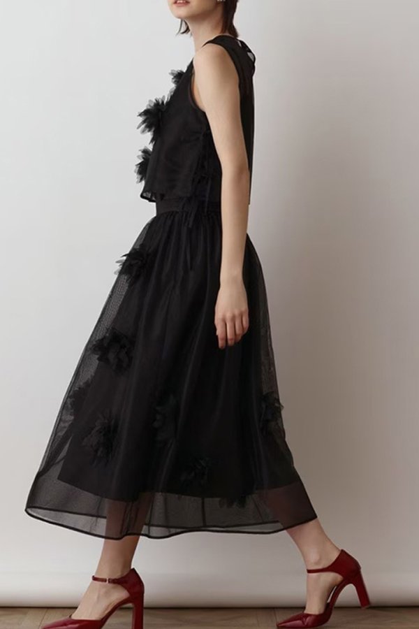 画像4: 【 40%OFF セール38,500円→23,100円】 グレースコンチネンタル｜GRACE CONTINENTAL  メッシュフラワースカート{-BES} (4)