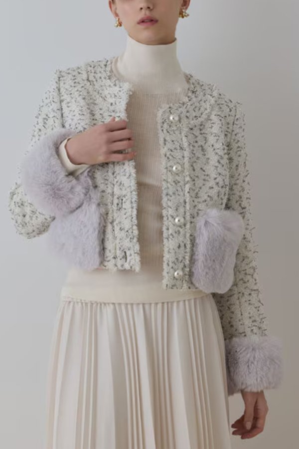 画像1: グレースコンチネンタル|GRACE CONTINENTAL  ツイードコンビジャケット{-BEA} (1)