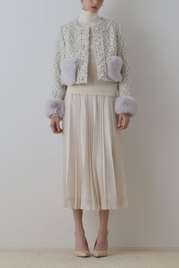 画像4: グレースコンチネンタル|GRACE CONTINENTAL  ツイードコンビジャケット{-BEA} (4)