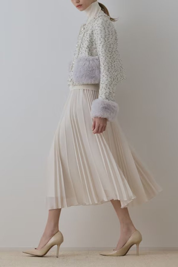 画像5: グレースコンチネンタル|GRACE CONTINENTAL  ツイードコンビジャケット{-BEA} (5)