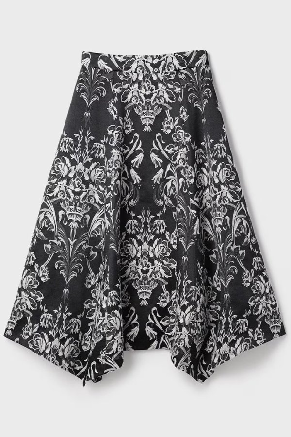 画像9: グレースコンチネンタル｜GRACE CONTINENTAL  オーナメントジャガードハンカチヘムスカート{-BFS} (9)