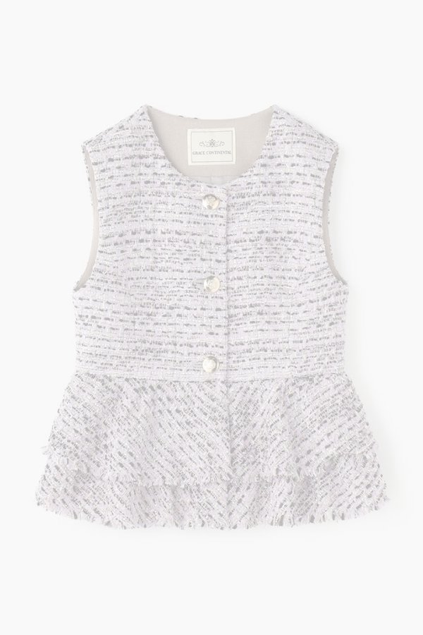 画像1:  {SOLD} グレースコンチネンタル｜GRACE CONTINENTAL  ペプラムツイードジレ{-BFA} (1)