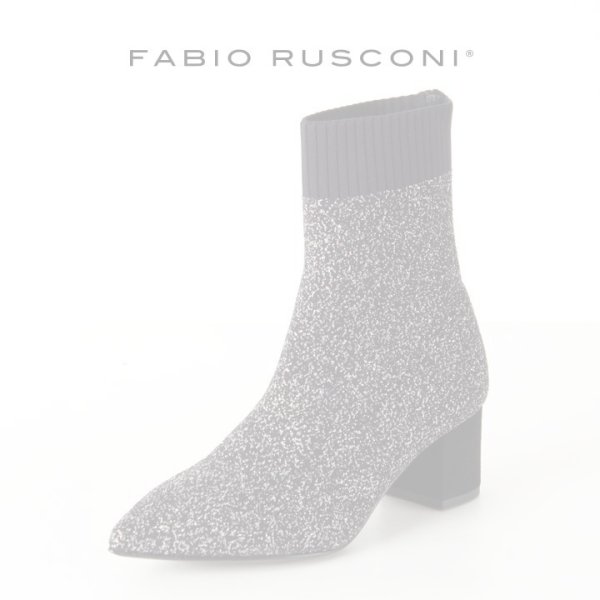 画像1:   FABIO RUSCONI ファビオルスコーニ 1441 MAGLIA ラメニットポインテッドトゥショートブーツ{-AHA} (1)