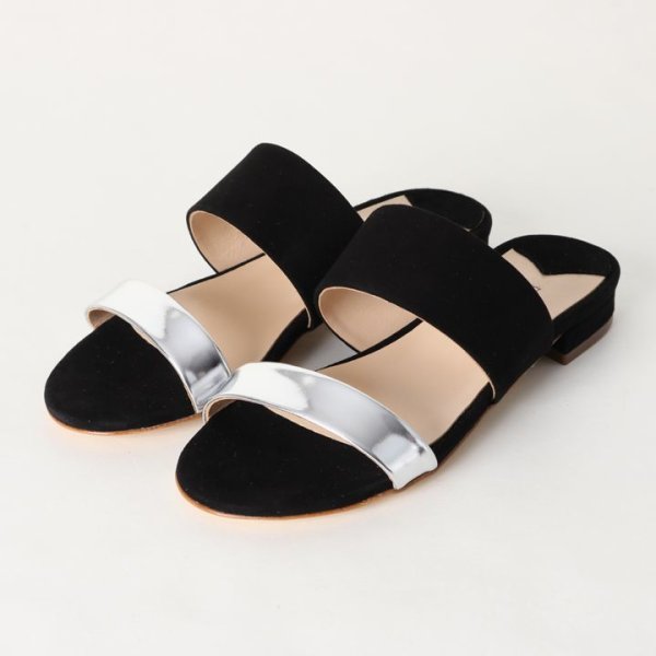 画像2: 【 30%OFF セール24,200円→16,940円】 FABIO RUSCONI ファビオルスコーニ S-5348 スエード×スムースダブルストラップフラットサンダル{-BJS} (2)