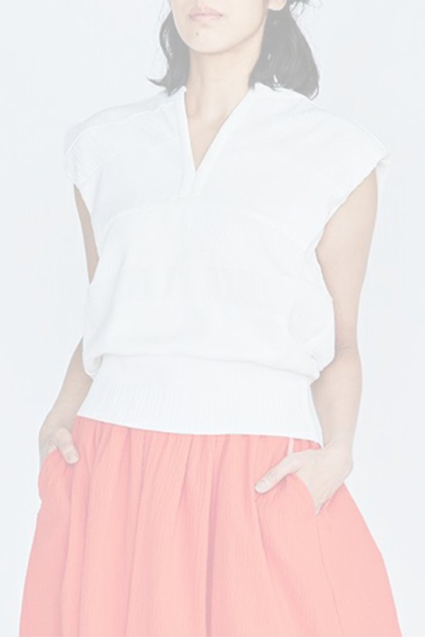 画像1:   DOUBLE STANDARD CLOTHING ダブルスタンダードクロージング DSC / シフォン＋ポンチ異素材トップス{-BBS} (1)