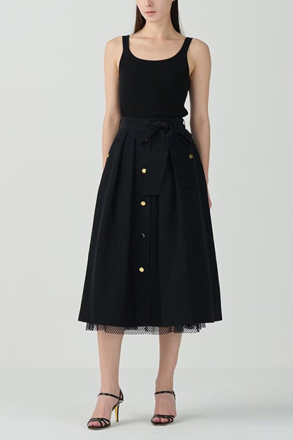 画像2: 【 40%OFF セール52,800円→31,680円】 グレースコンチネンタル|GRACE CONTINENTAL グレースクラス GRACE CLASS レイヤードタックスカート{-BDA} (2)