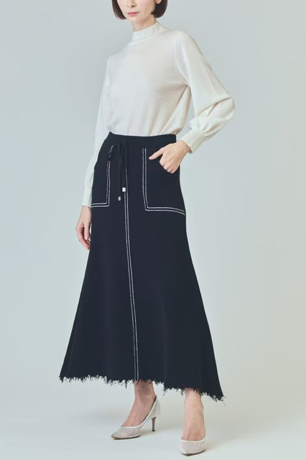 画像4: 【 40%OFF セール29,700円→17,820円】 グレースコンチネンタル|GRACE CONTINENTAL グレースクラス GRACE CLASS ミラノリブロングスカート{-BES} (4)