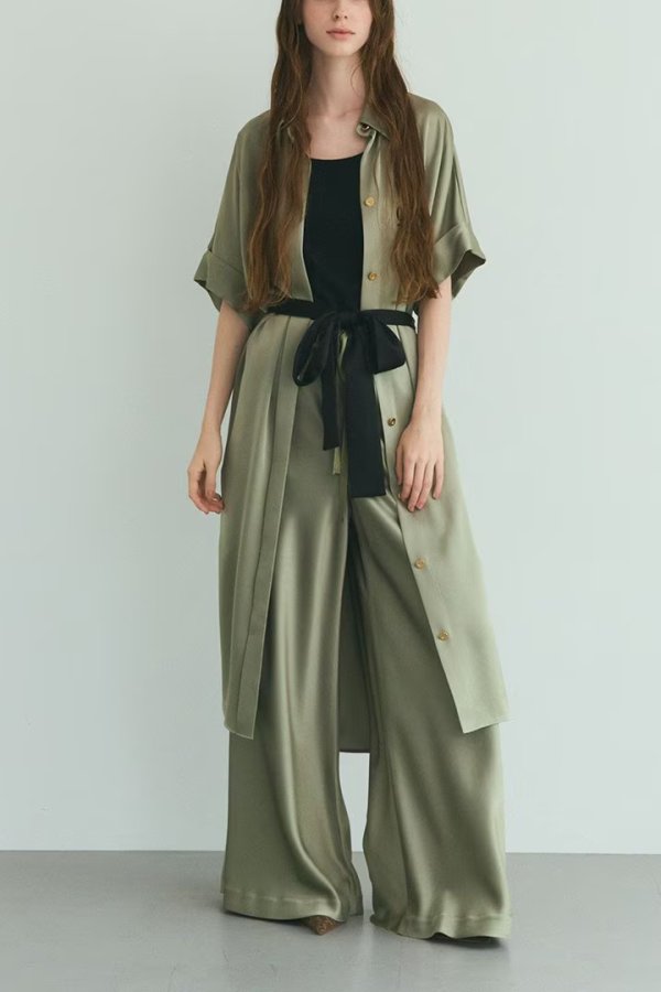 画像4: 【 30%OFF セール39,600円→27,720円】 グレースコンチネンタル｜GRACE CONTINENTAL グレースクラス GRACE CLASS ダブルサテンイージーパンツ{-BEA} (4)