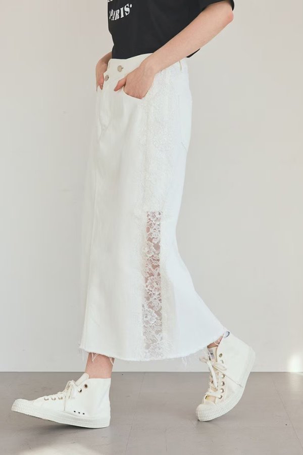 画像1: グレースコンチネンタル｜GRACE CONTINENTAL グレースクラス GRACE CLASS サイドレースデニムスカート{-BFS} (1)