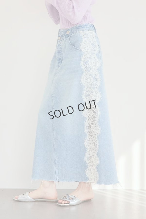 画像1: グレースコンチネンタル｜GRACE CONTINENTAL グレースクラス GRACE CLASS サイドレースデニムスカート{-BFS} (1)