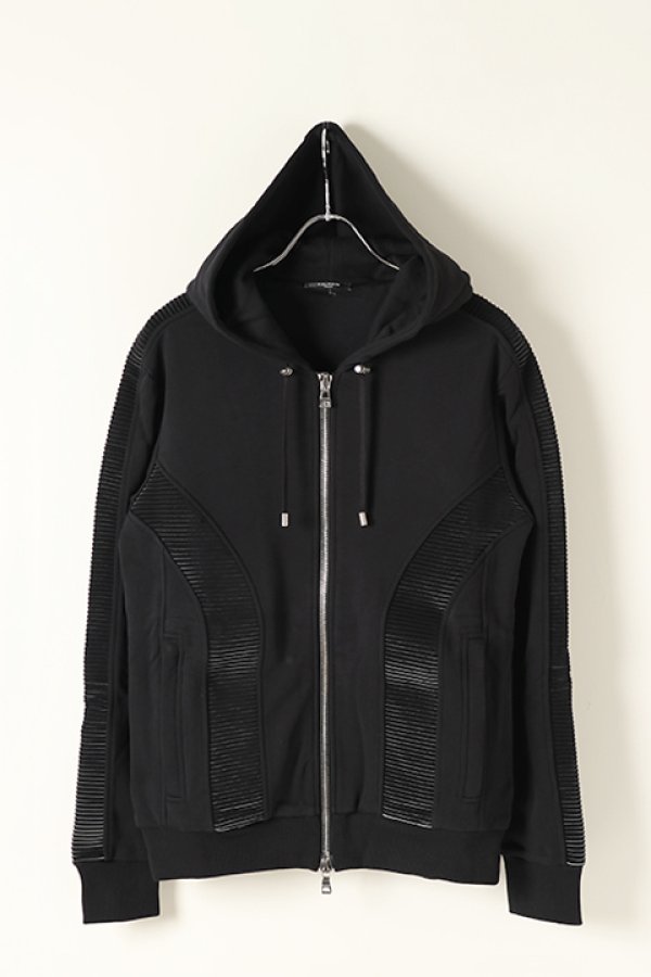 画像1: BALMAIN バルマン BH2 C&S ZIP-HOODIE PIN-TUCK{-BJA} (1)